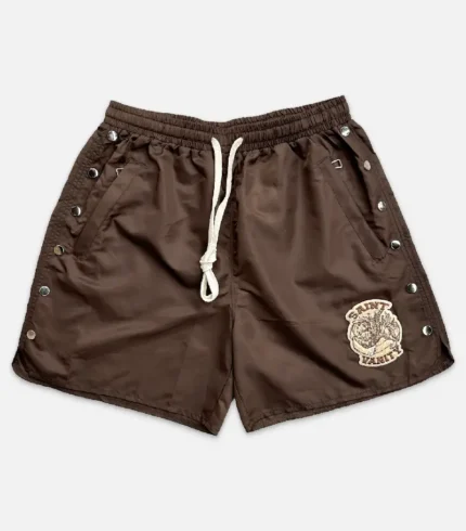 Saint Vanity Logo Nylon Shorts Brown (2)